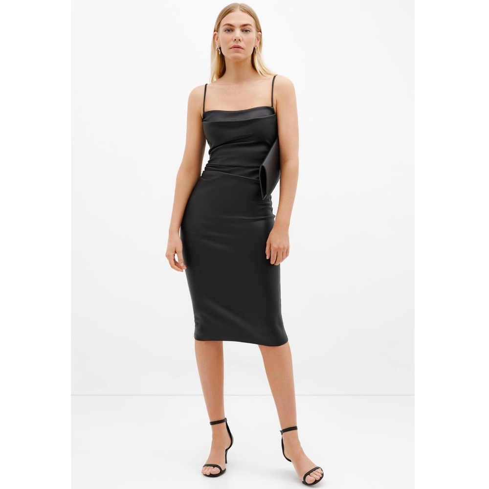 NWT Marcella Rockefeller Slip Dress Vegan Leather Midi With Staps XXL